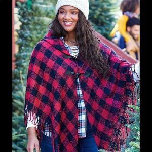 Maurices red plaid shawl